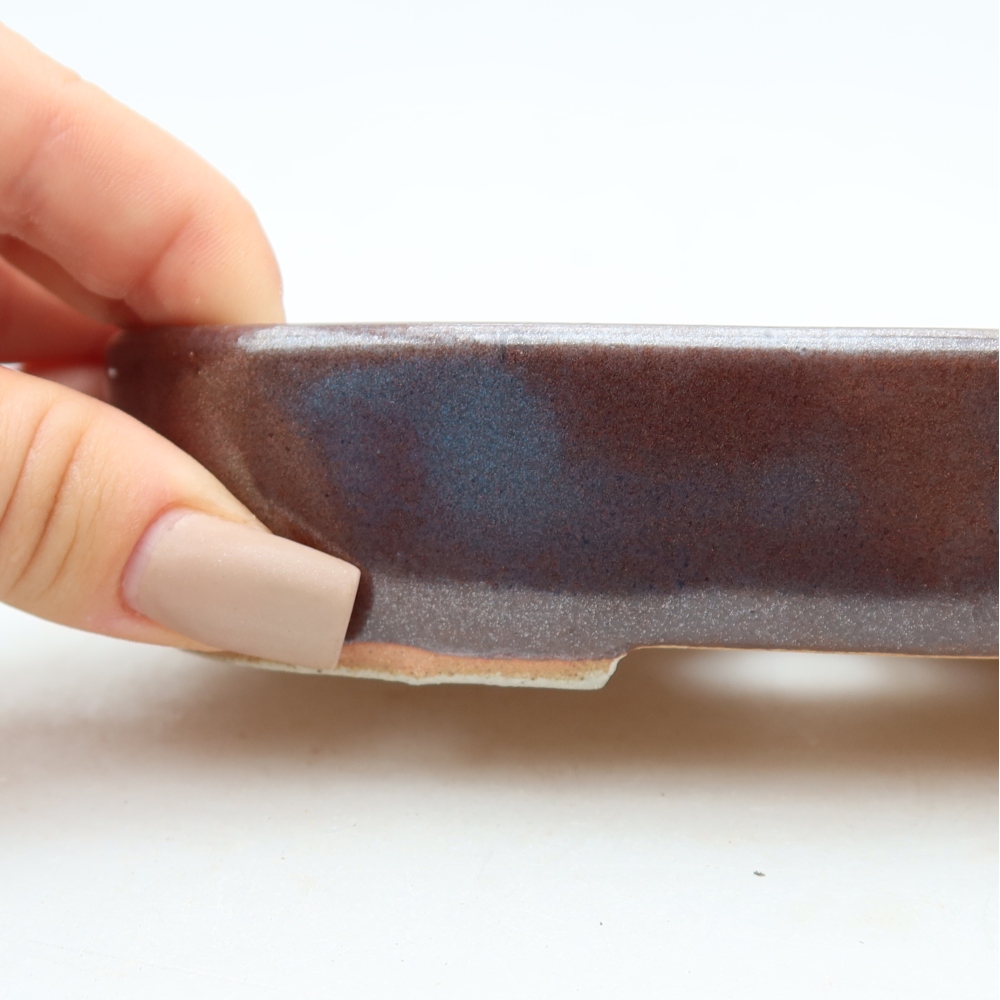 Ceramic bonsai pot, 16 x 11 x 3.5 cm, brown