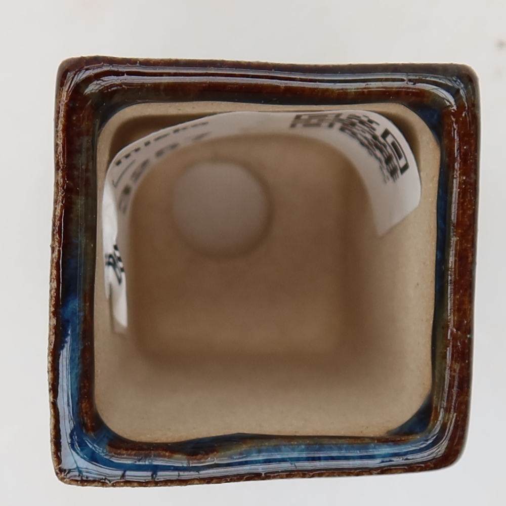 Ceramic bonsai pot, 3 x 3 x 5.5 cm, blue