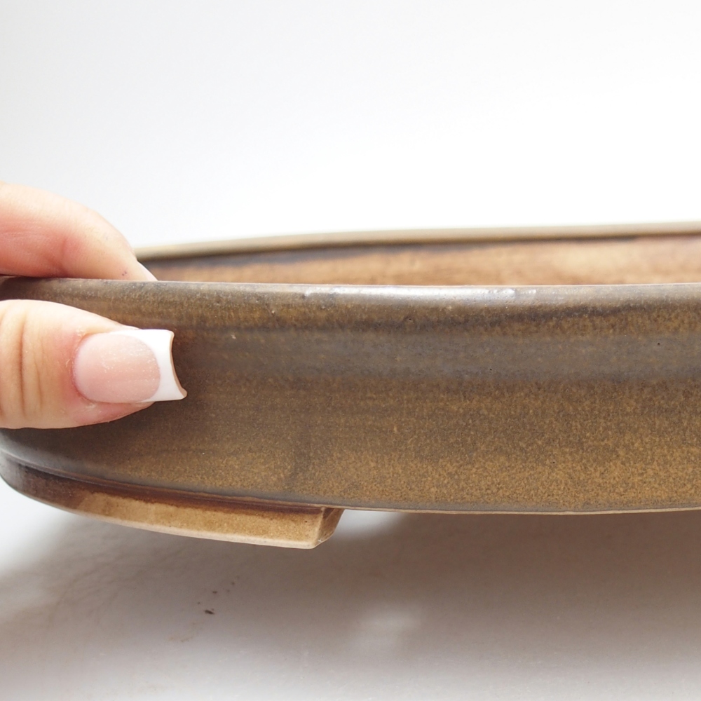 Ceramic bonsai bowl 30 x 26,5 x 4 cm, brown