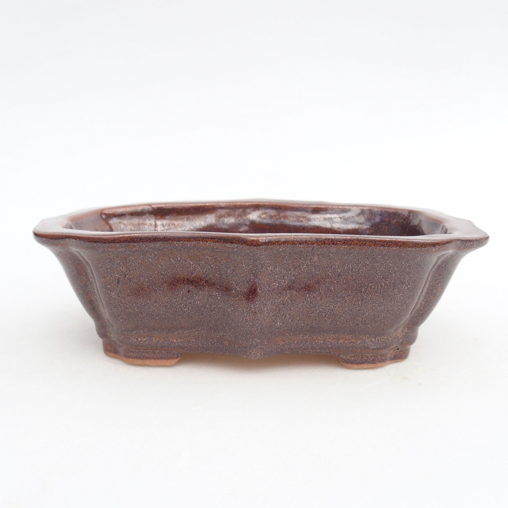 Ceramic bonsai bowl  15,5 x 11,5 x 4,5 cm, color brown