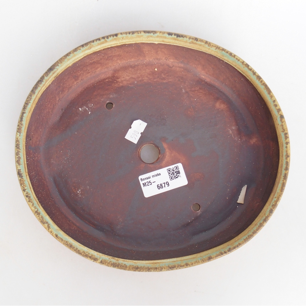 Ceramic bonsai bowl 22,5 x 20 x 4,5 cm, green