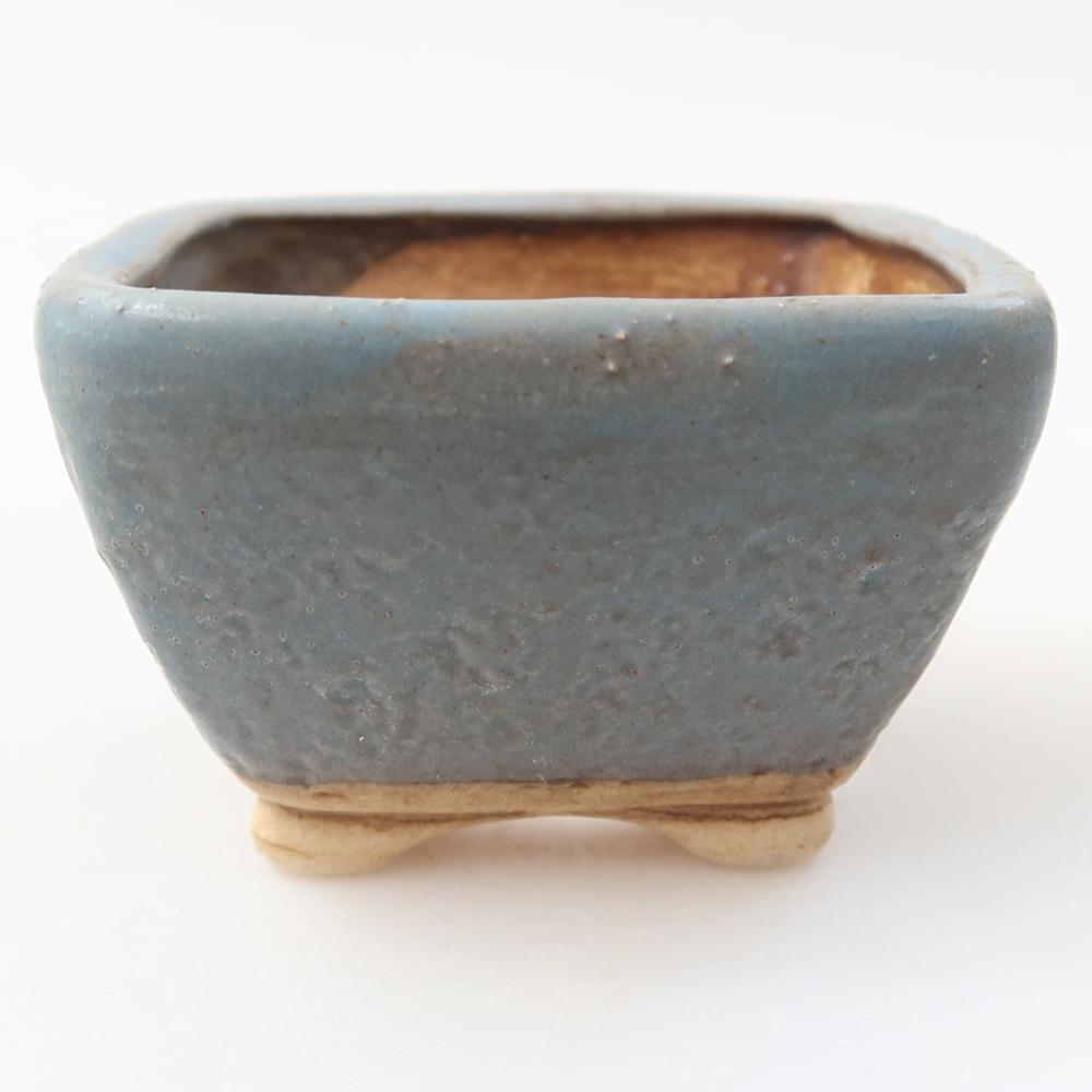 Ceramic bonsai pot, 6 x 6 x 4 cm, blue