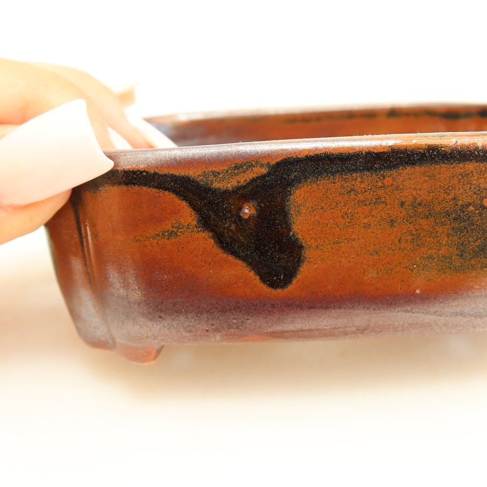 Ceramic bonsai pot, 10.5 x 8 x 4 cm, brown