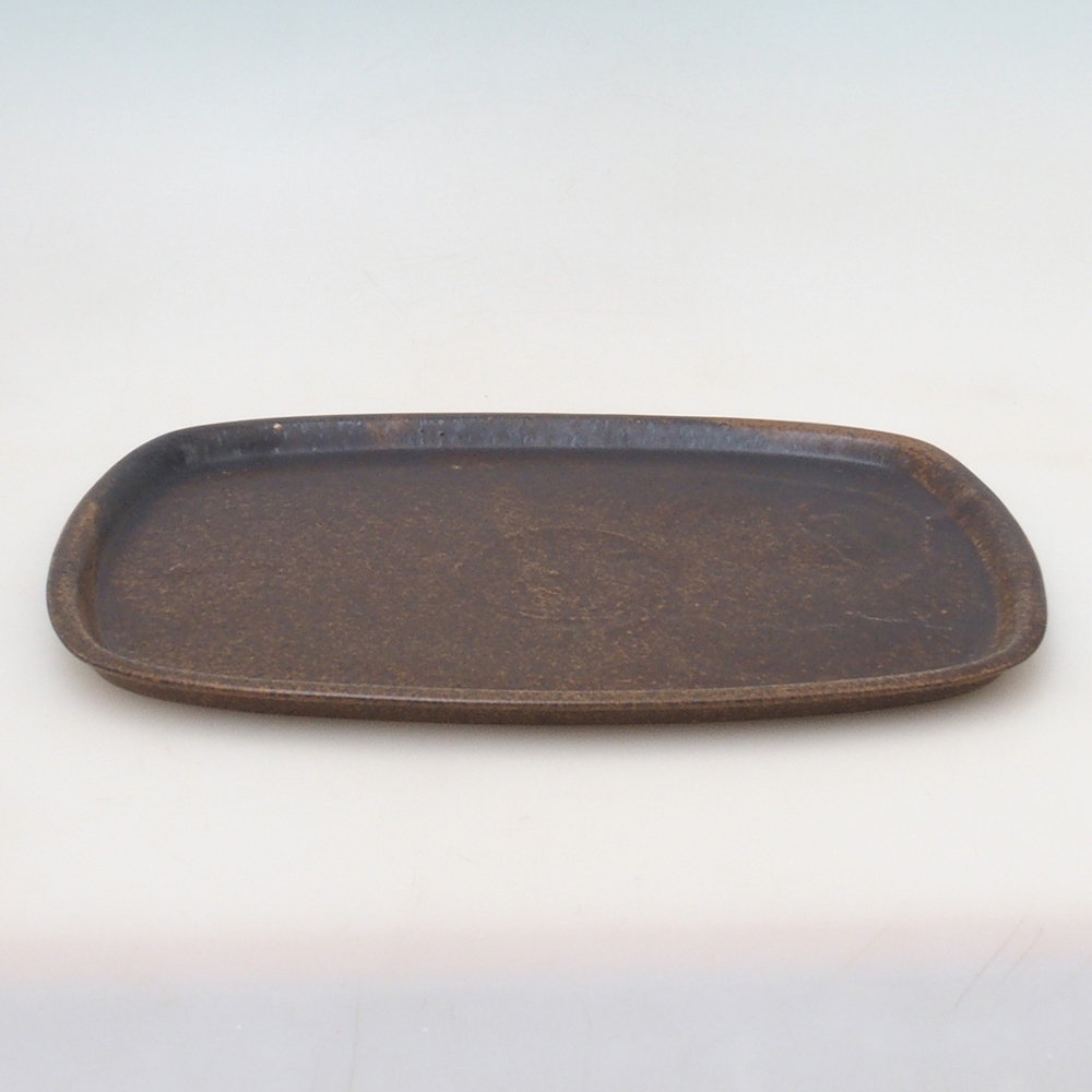Ceramic saucer H10 - 34 x 23.5 x 1.5 cm - brown