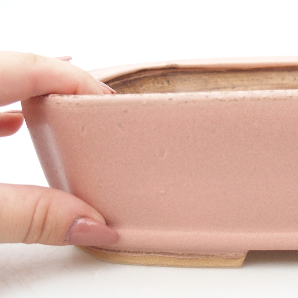 Ceramic bonsai bowl 25 x 21,5 x 6,5 cm, pink