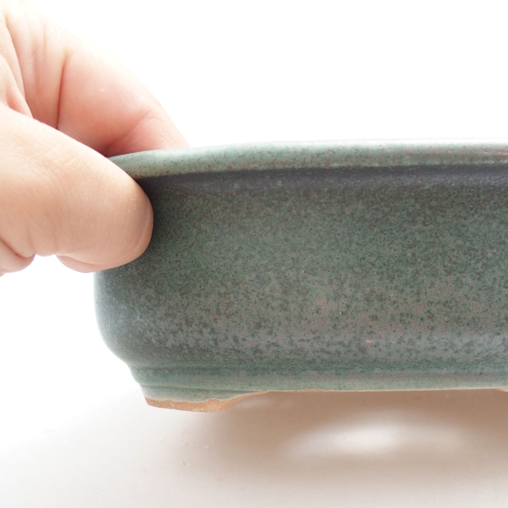 Ceramic bonsai bowl 18 x 15 x 6 cm, color green