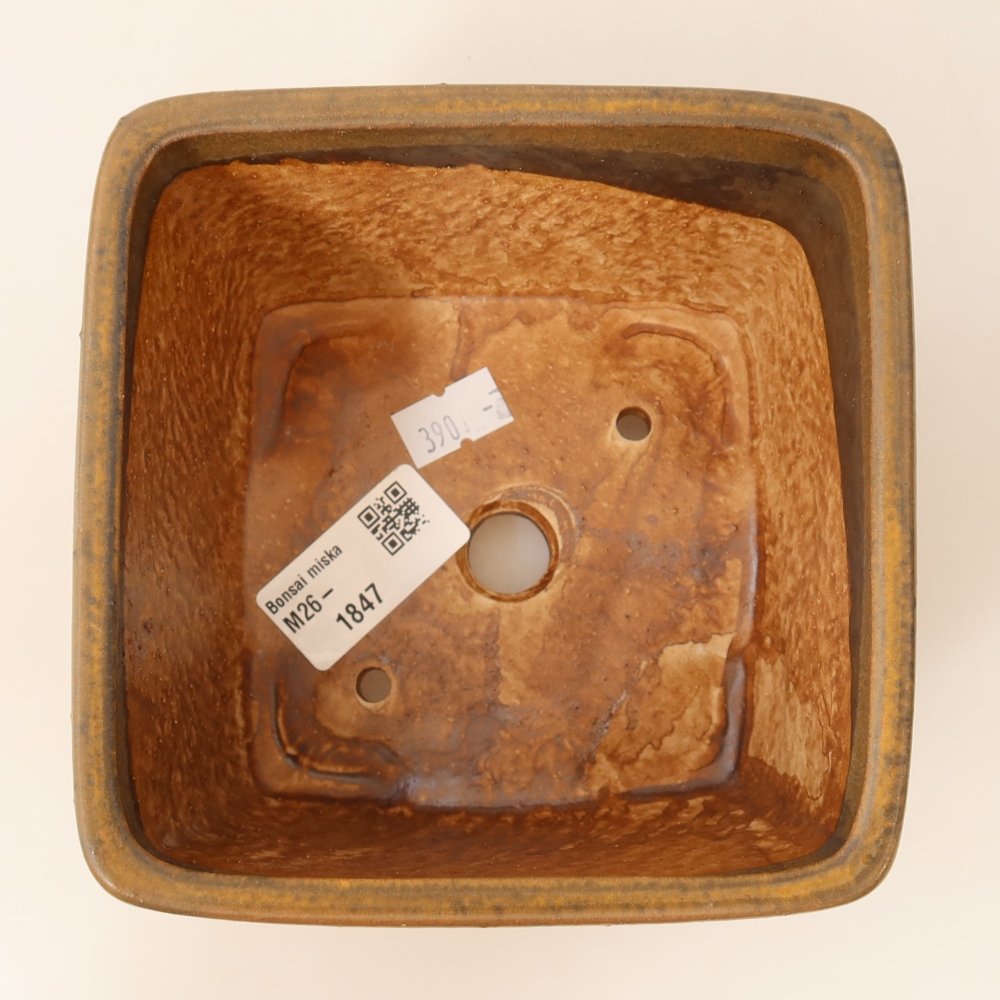 Ceramic bonsai bowl 13 x 13 x 8 cm, brown