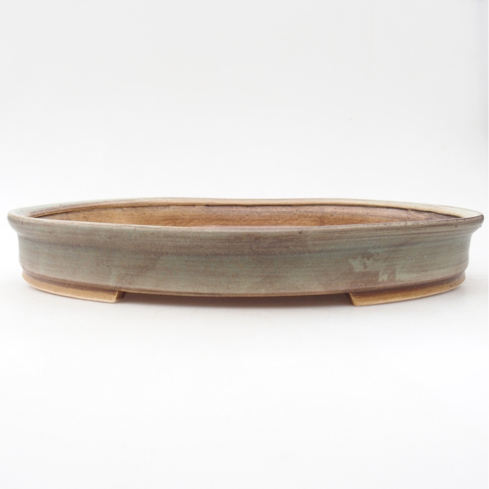 Ceramic bonsai bowl 30,5 x 27 x 4 cm, green