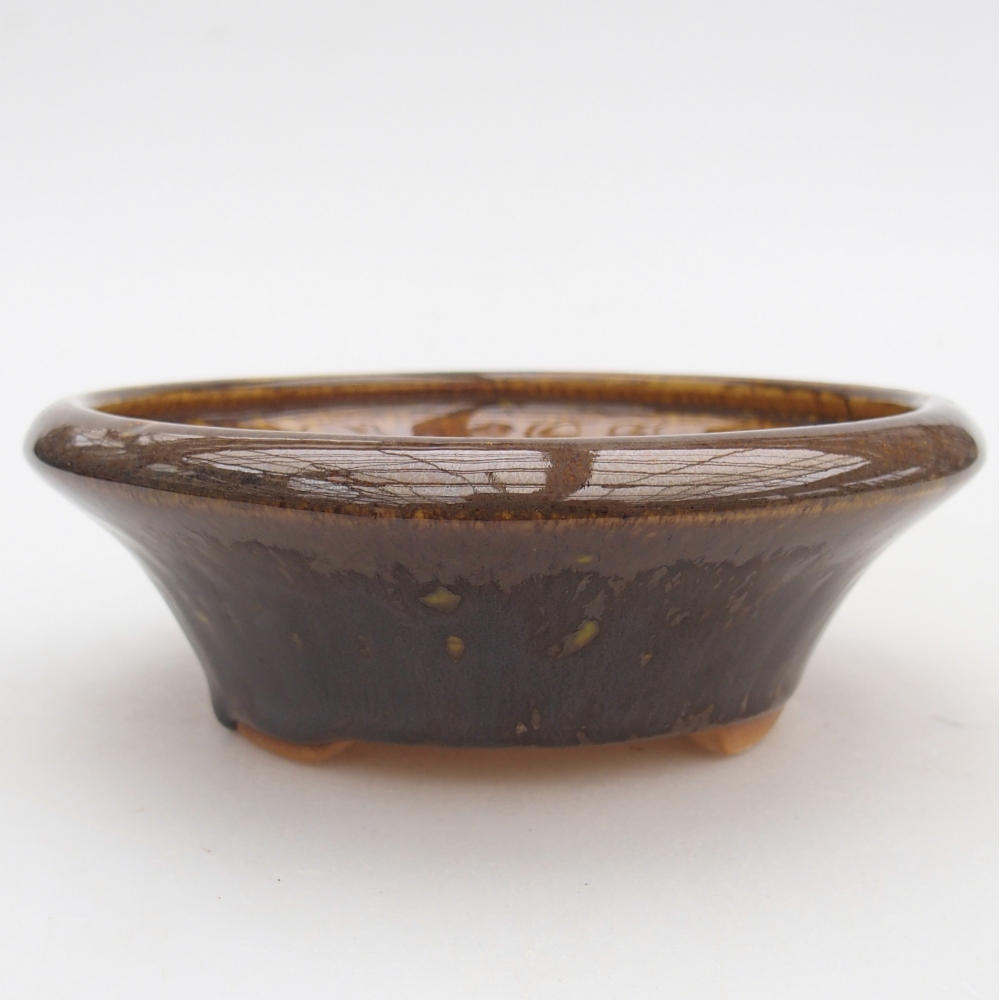 Ceramic bonsai bowl 13,5 x 13,5 x 5 cm, brown