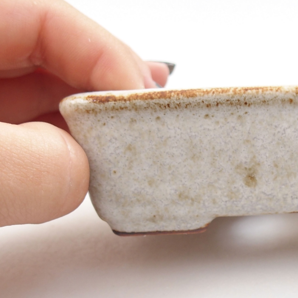 Ceramic bonsai bowl 10,5 x 8,5 x 3,5 cm, color white