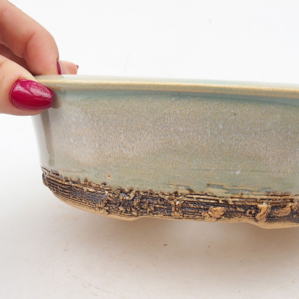 Ceramic bonsai bowl 17 x 17 x 5 cm, color green