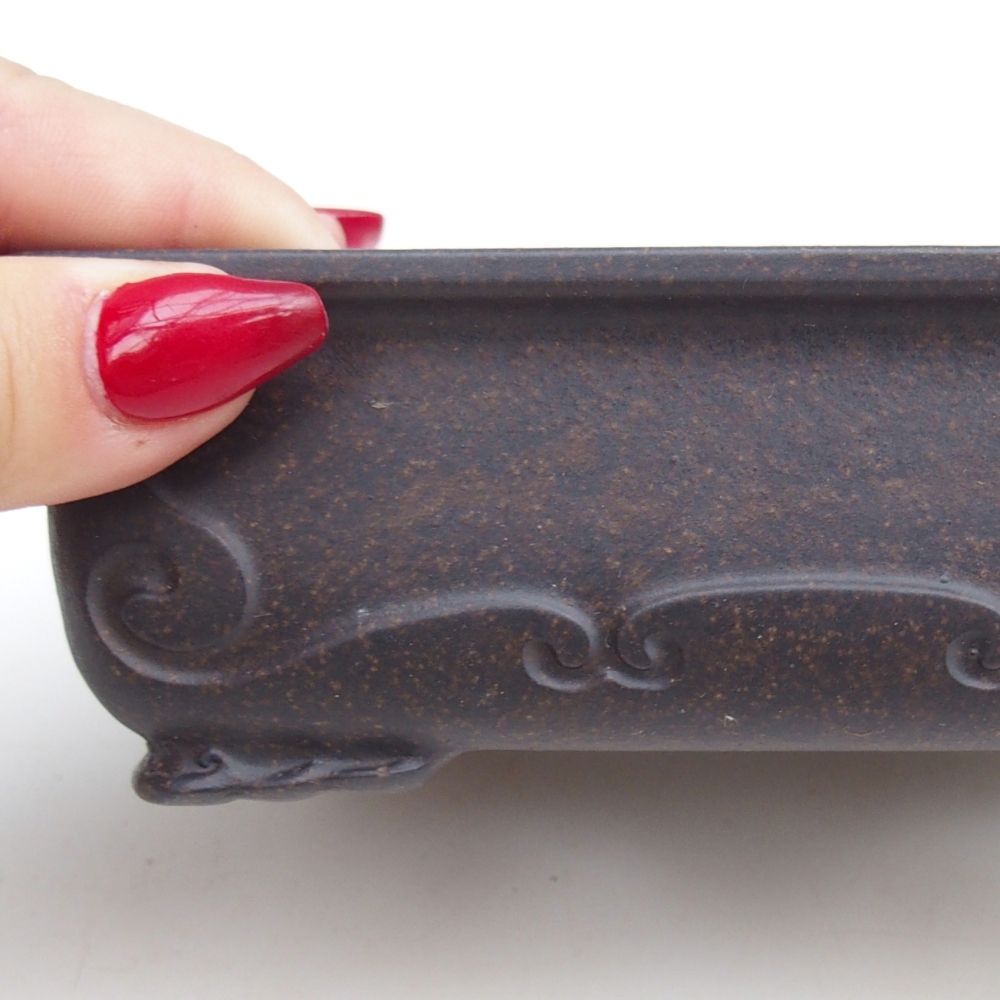 Ceramic bonsai bowl 14,5 x 10 x 4,5 cm, colour brownish ochre