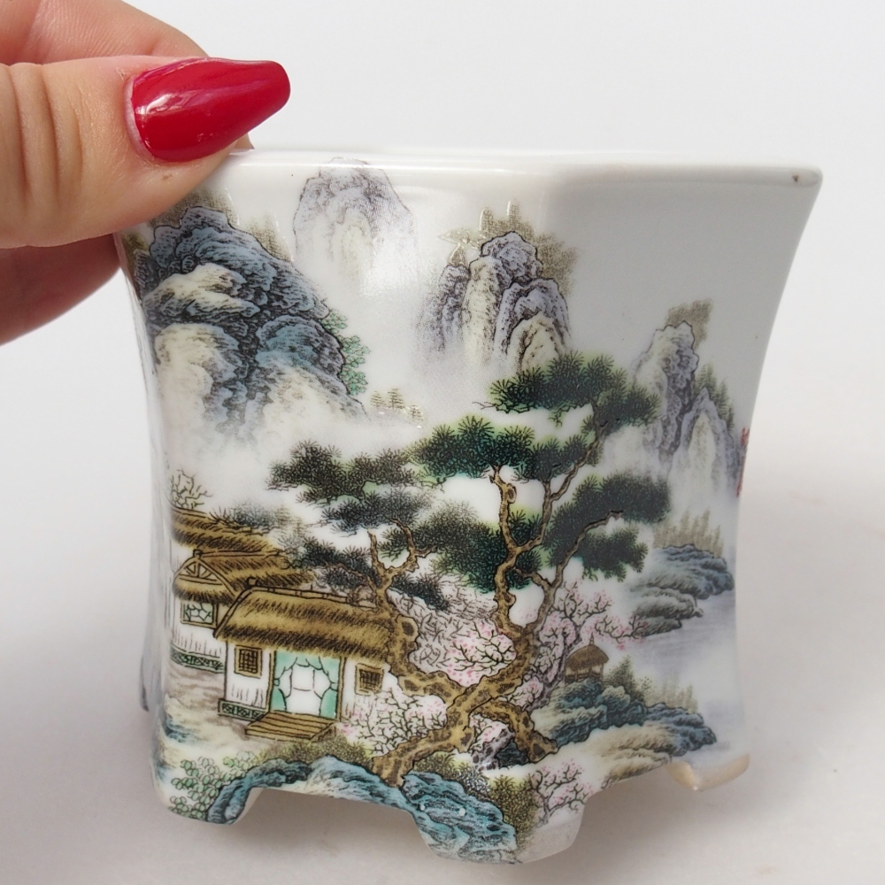 Ceramic bonsai bowl 10,5 x 9,5 x 9 cm, colour white