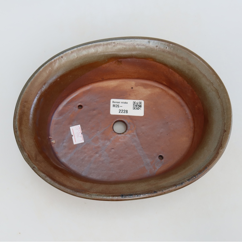 Ceramic bonsai pot, 22 x 17.5 x 6.5 cm, brown