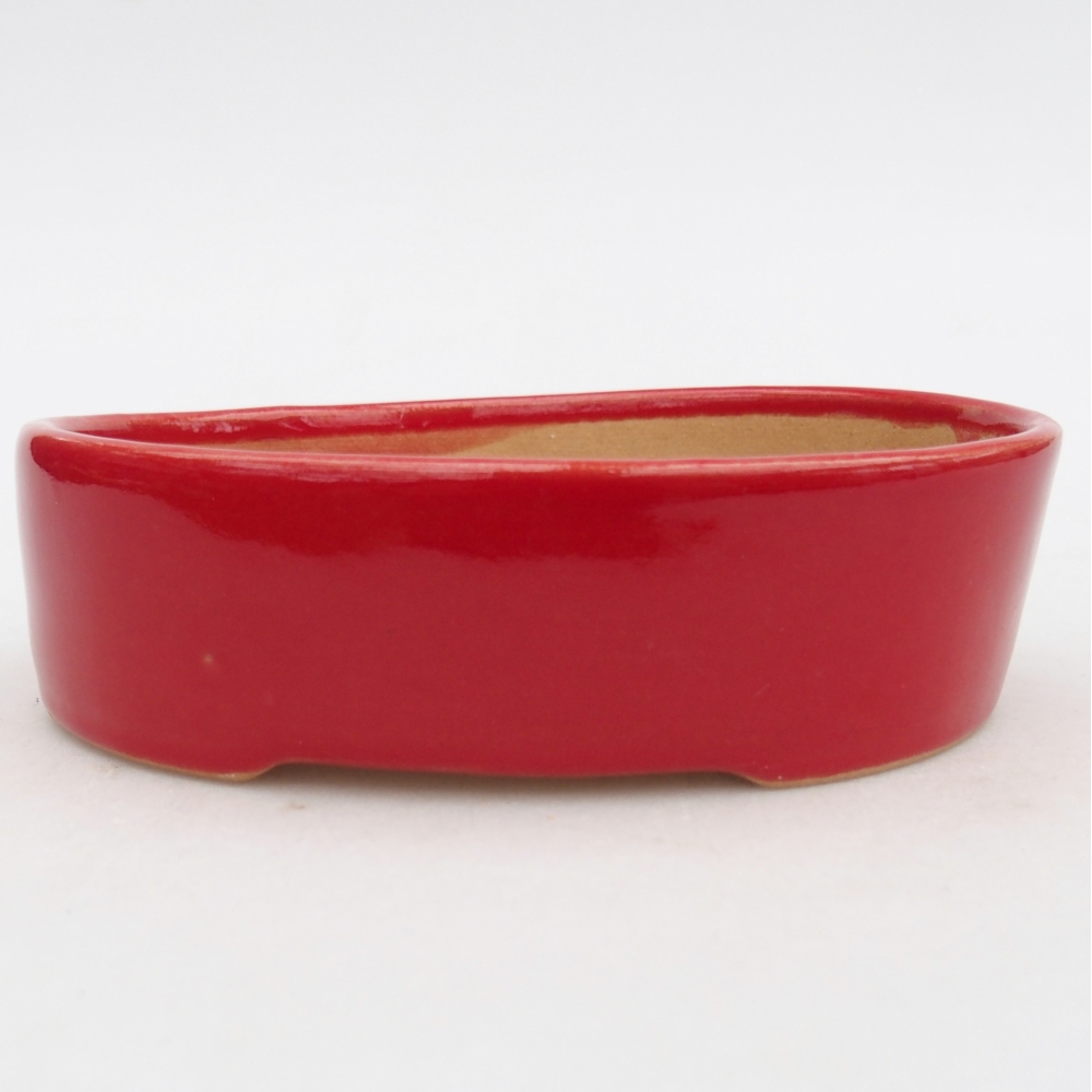 Ceramic bonsai bowl 12,5 x 10 x 3,5 cm, colour red