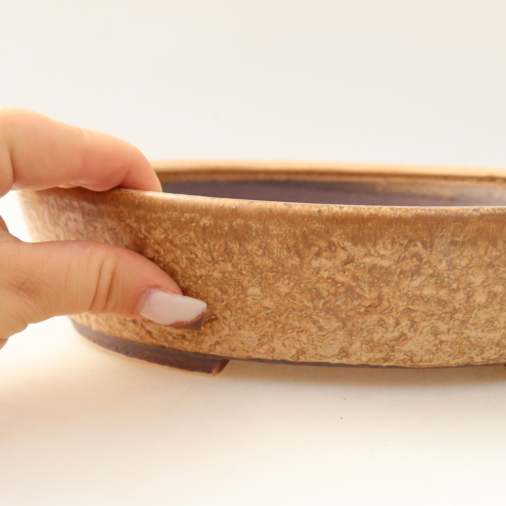 Ceramic bonsai bowl 27 x 24 x 6 cm, colour beige
