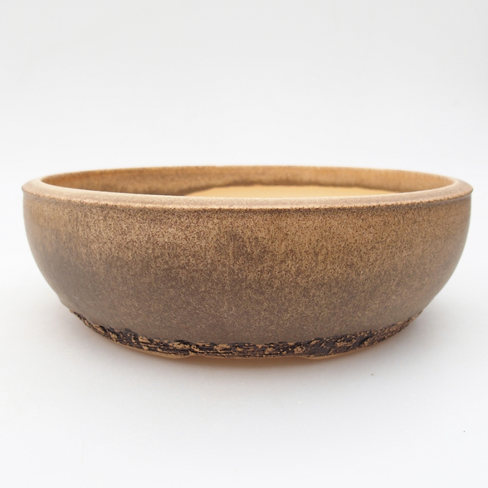 Ceramic bonsai bowl 21,5 x 21,5 x 7 cm, color brown
