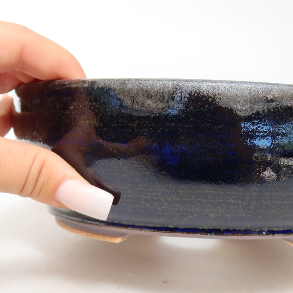 Ceramic bonsai bowl 18 x 18 x 6,5 cm, colour blue