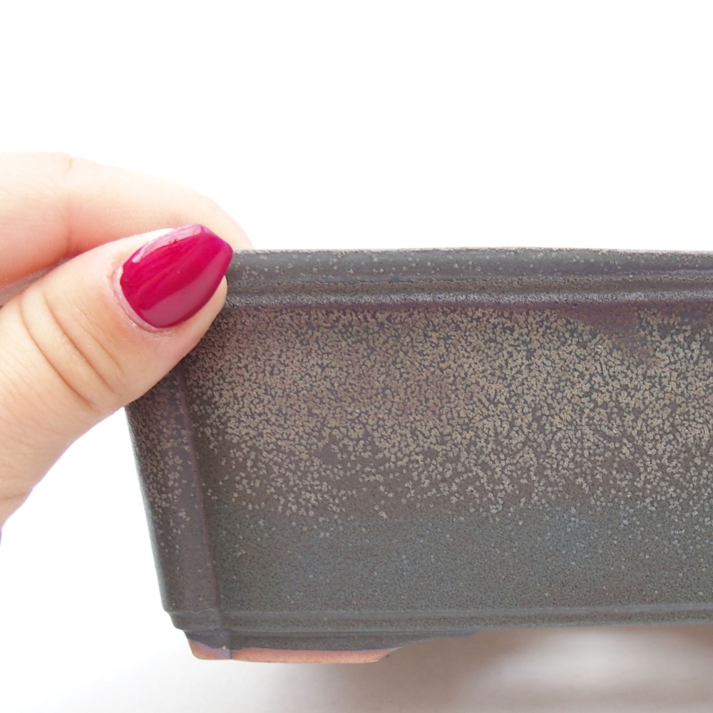 Ceramic bonsai bowl 17,5 x 12,5 x 6 cm, color gray