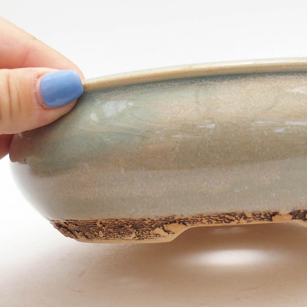 Ceramic bonsai pot 17.5 x 17.5 x 5.5 cm, green
