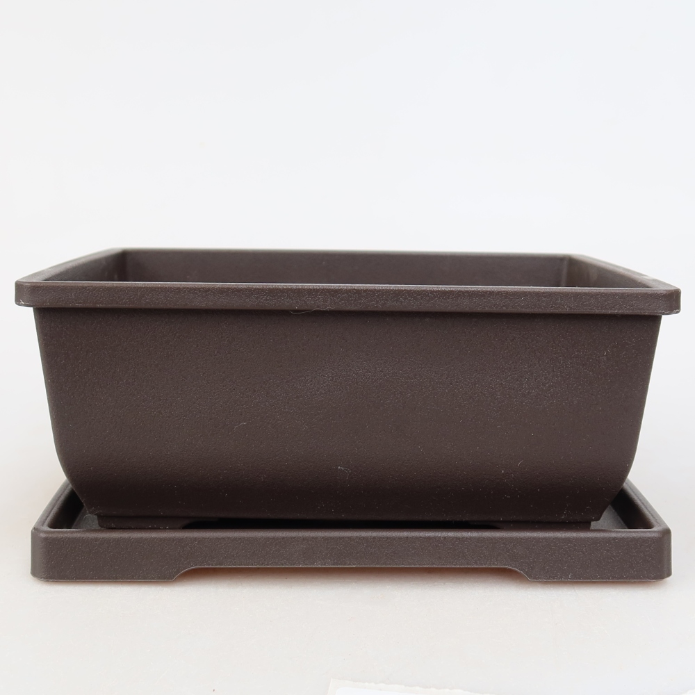 Bonsai Pot + Saucer, Plastic, MP-1 - 15 x 11 x 7 cm