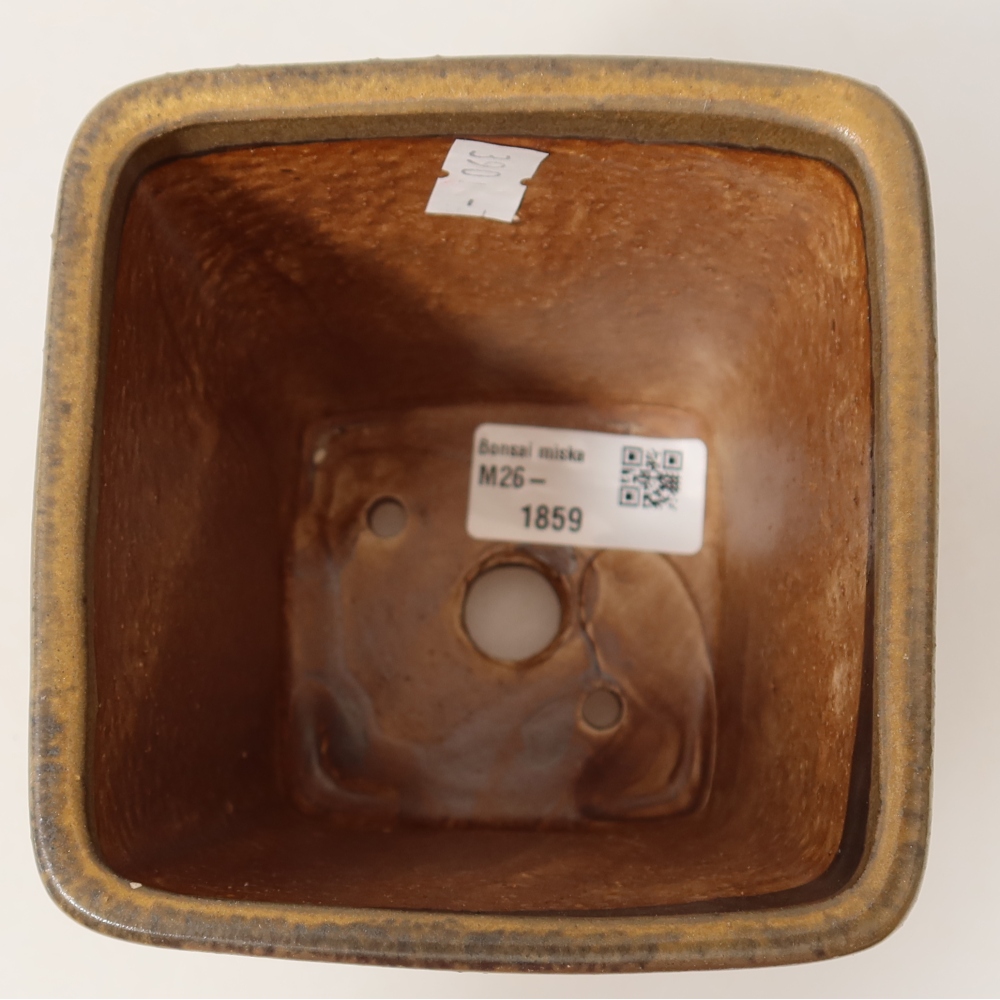 Ceramic bonsai pot, 10.5 x 10.5 x 12 cm, brown