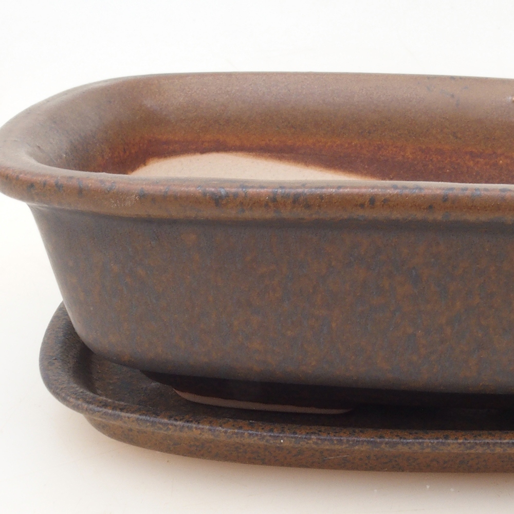 Bonsai bowl + saucer H02 - brown