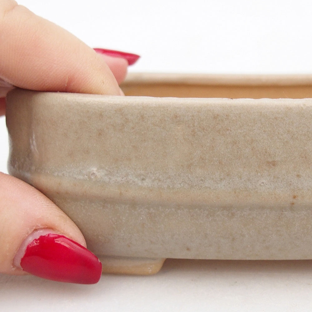 Ceramic bonsai bowl 12 x 10,5 x 4 cm, colour beige