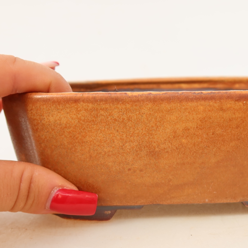 Ceramic bonsai pot, 17.5 x 14.5 x 5 cm, brown