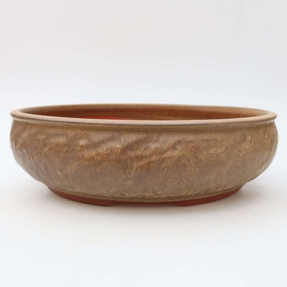 Ceramic bonsai pot, 27 x 27 x 7.5 cm, brown