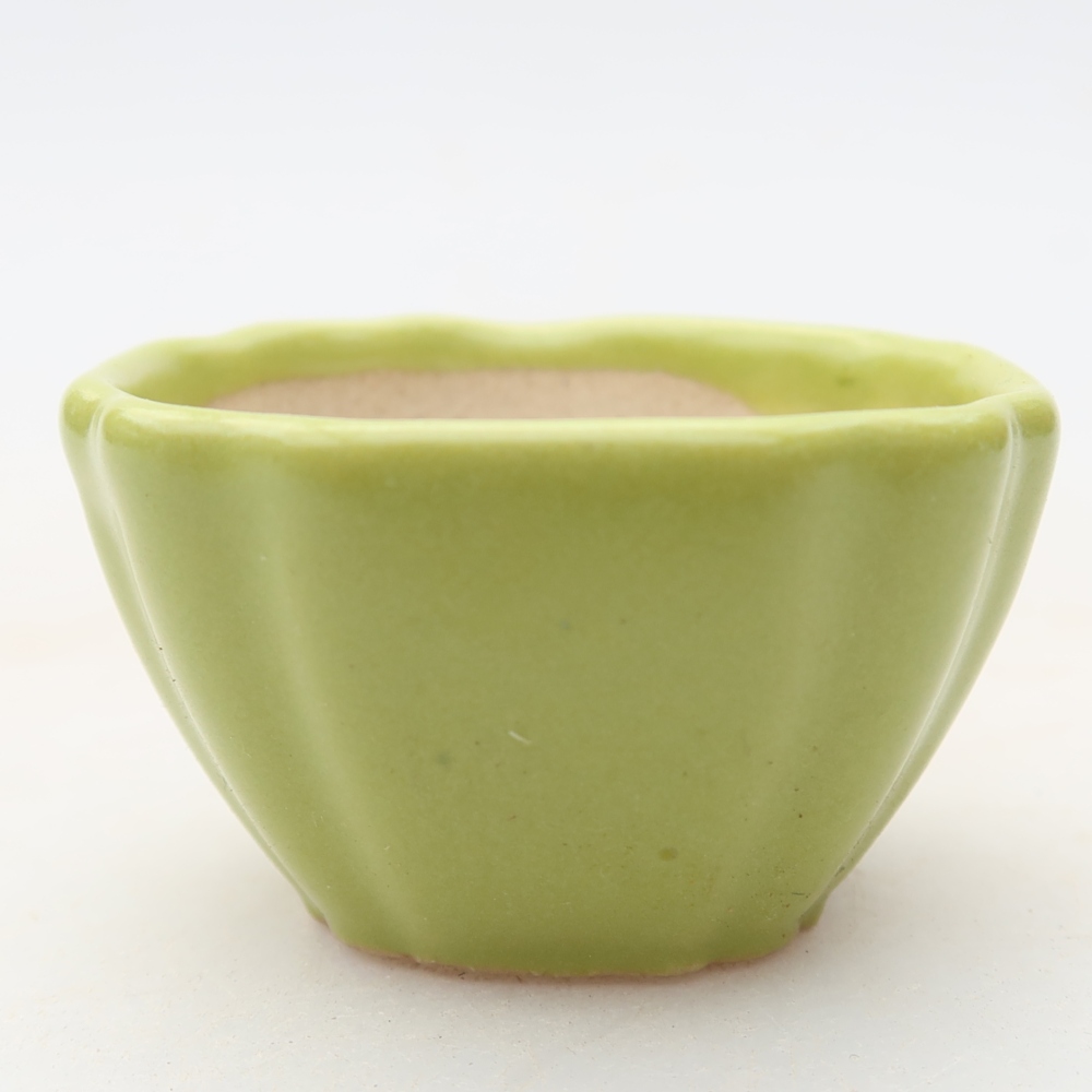 Ceramic bonsai pot, 4.5 x 4.5 x 2.5 cm, green