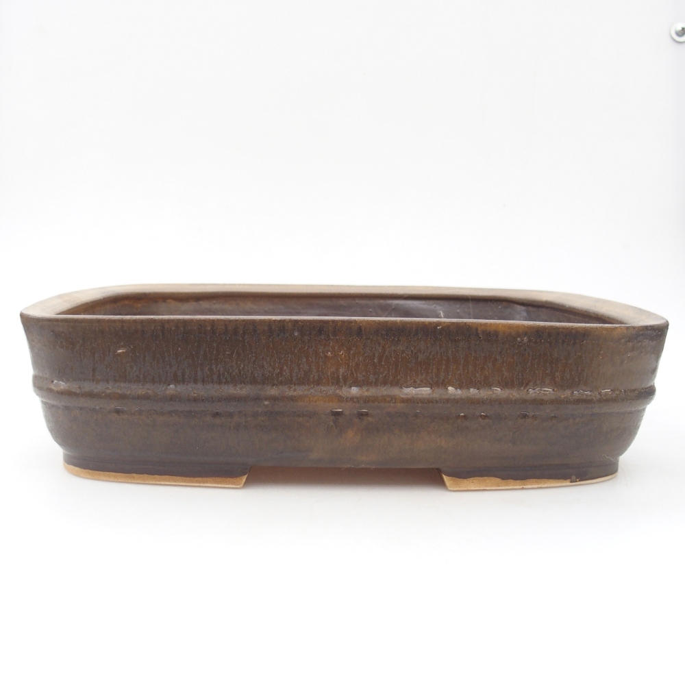 Ceramic bonsai bowl 29 x 24,5 x 7,5 cm, brown