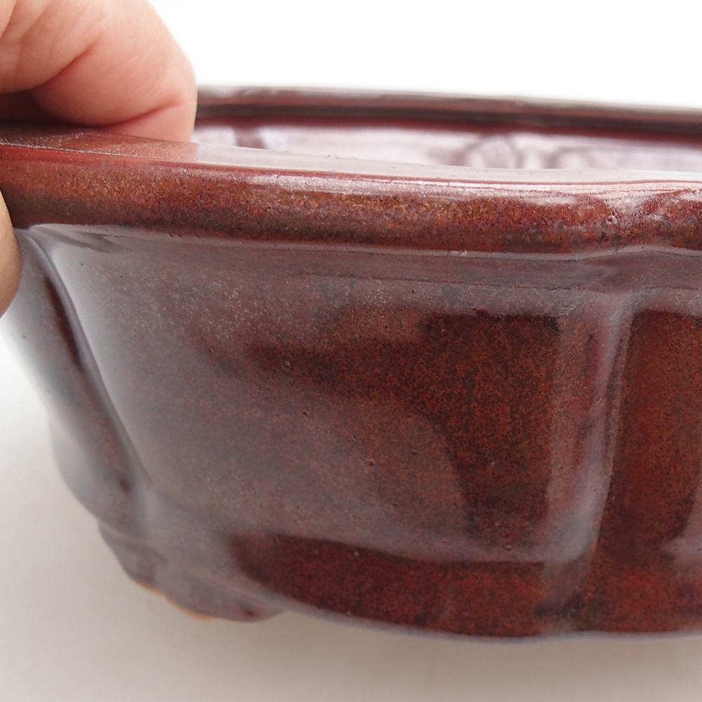 Ceramic bonsai bowl 26 x 26 x 8 cm, burgundy