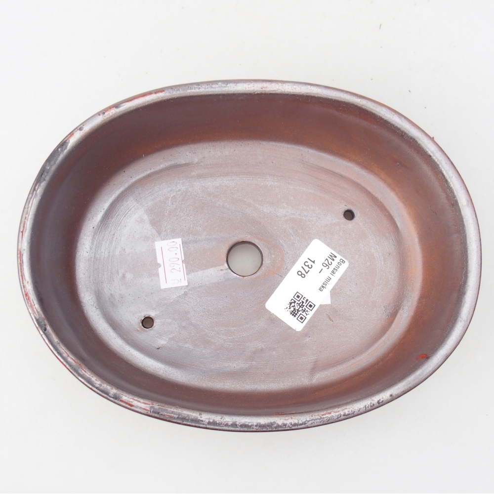 Ceramic bonsai bowl 19 x 14,5 x 4,5 cm, metallic red
