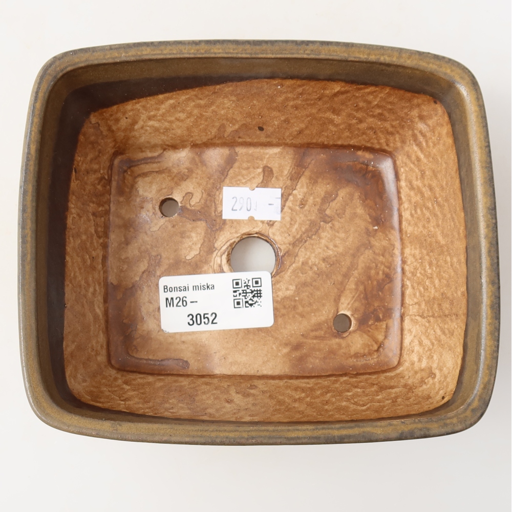 Ceramic bonsai pot, 15 x 12.5 x 5.5 cm, brown