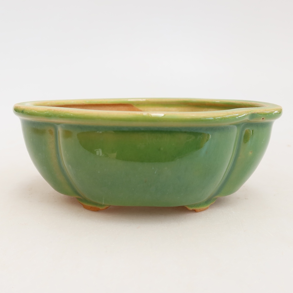 Ceramic bonsai pot, 12.5 x 10.5 x 4.5 cm, green