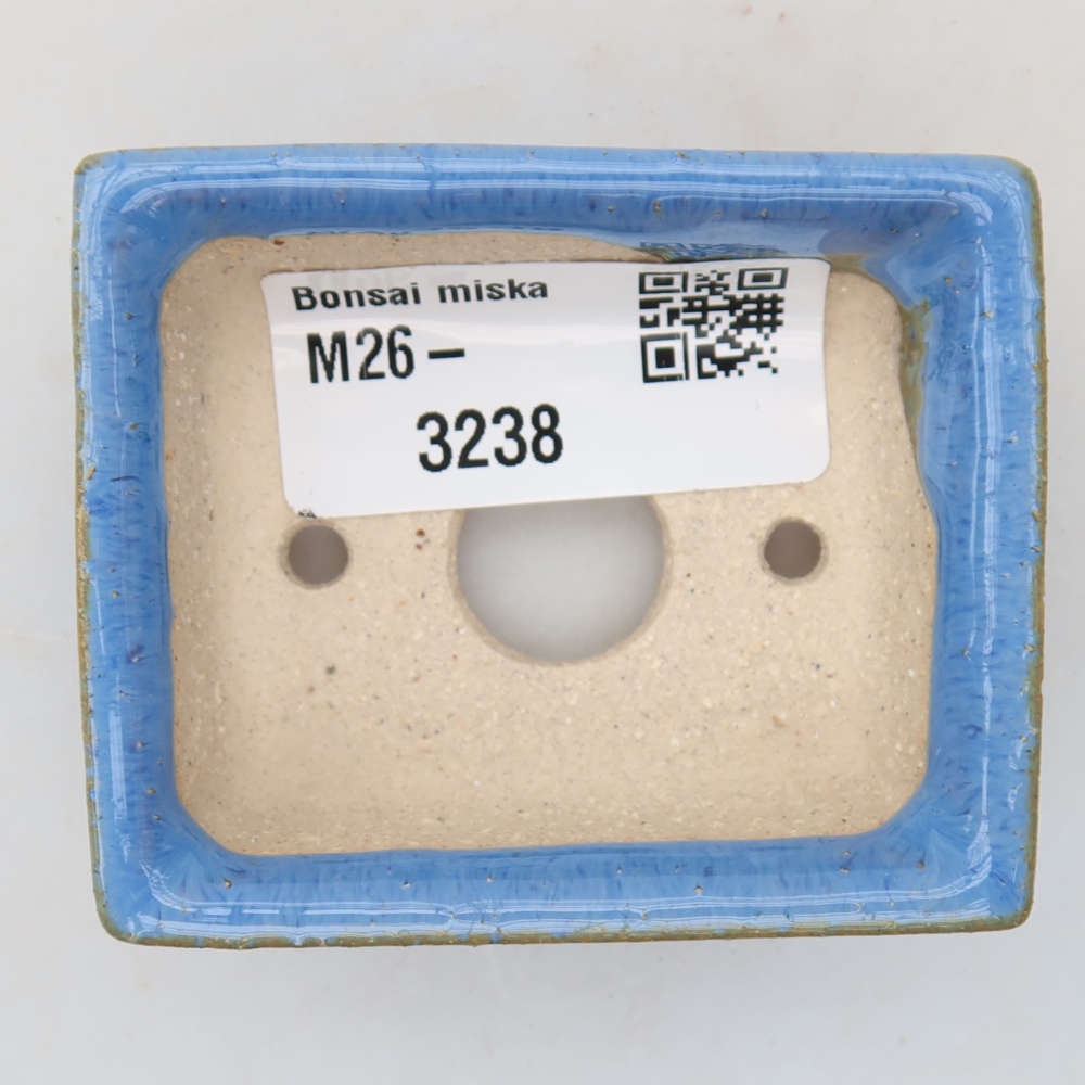 Ceramic bonsai pot, 6.5 x 6.5 x 2.5 cm, blue