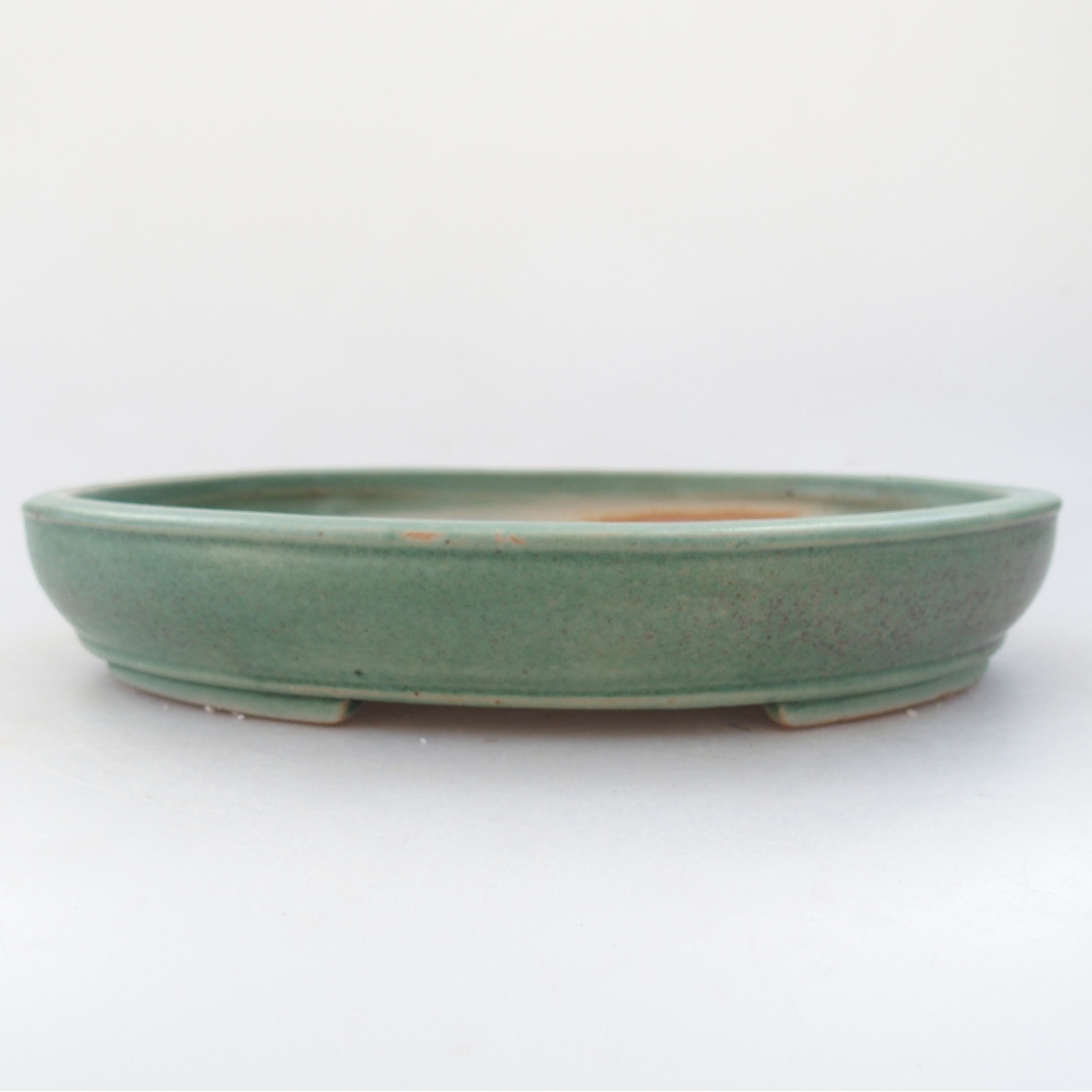 Ceramic bonsai bowl 24 x 19,5 x 4 cm, green