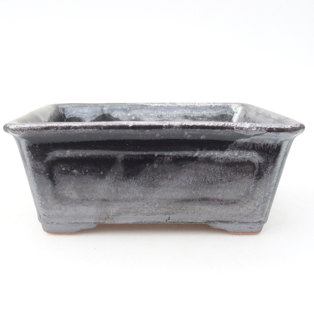 Ceramic bonsai bowl 13,5 x 10 x 5,5 cm, metal colour