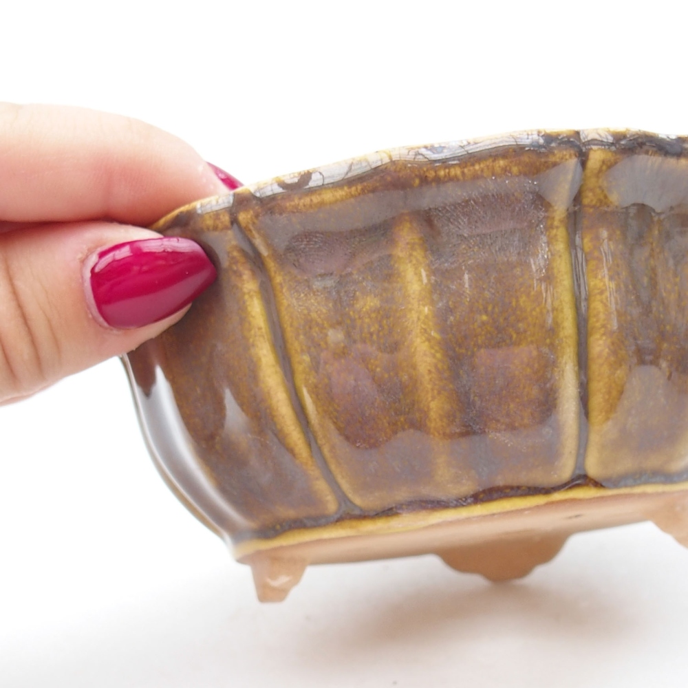Ceramic bonsai bowl  11,5 x 11,5 x 5 cm, color yellow