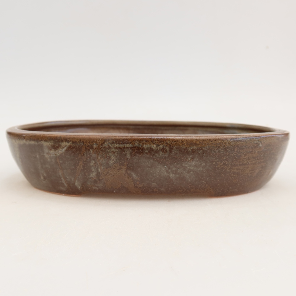 Ceramic bonsai bowl 22 x 17 x 4 cm, brown