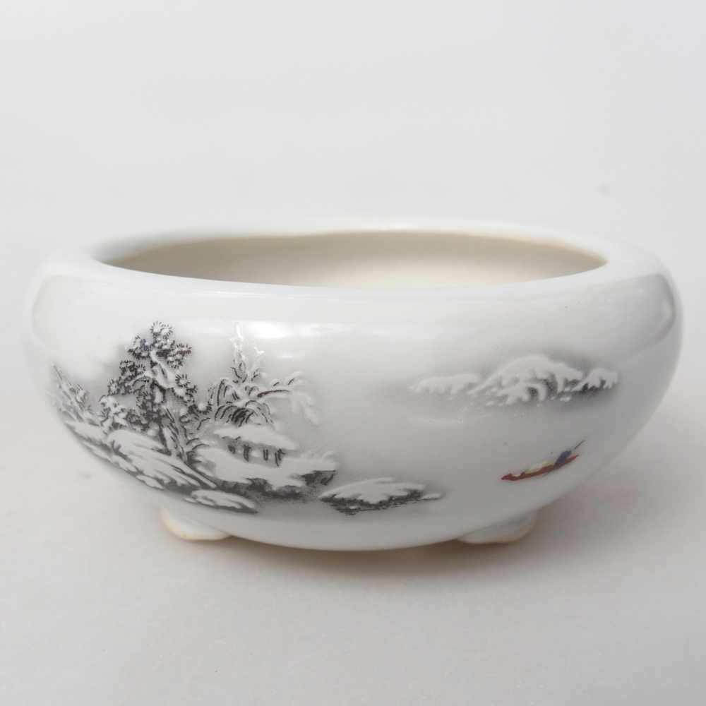 Ceramic bonsai bowl 10 x 10 x 5 cm, colour white