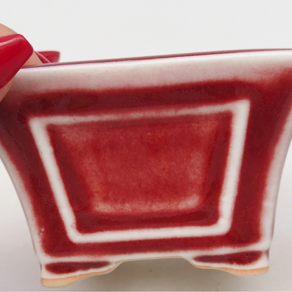 Mini bonsai bowl 8,5 x 8,5 x 6 cm, colour red