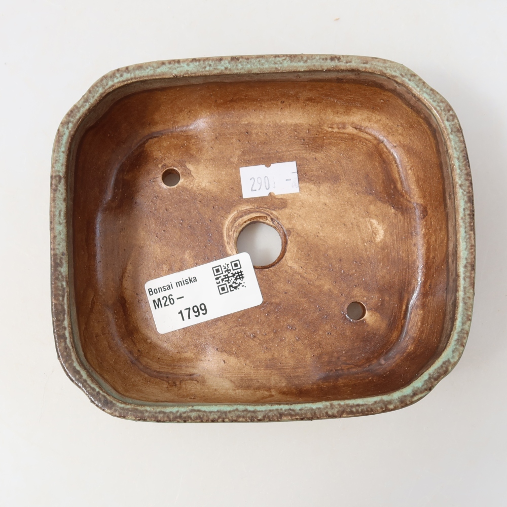 Ceramic bonsai pot, 14 x 12 x 4 cm, green