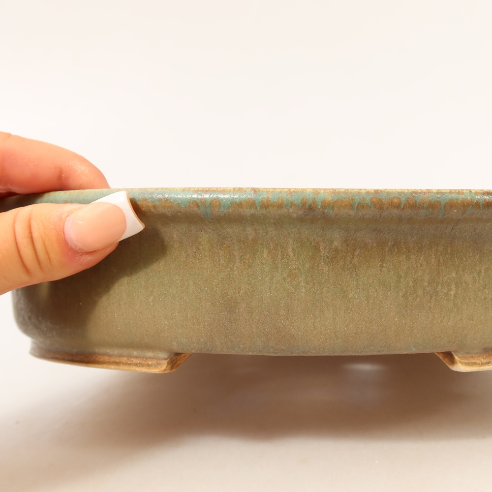 Ceramic bonsai bowl 24 x 21 x 5 cm, green