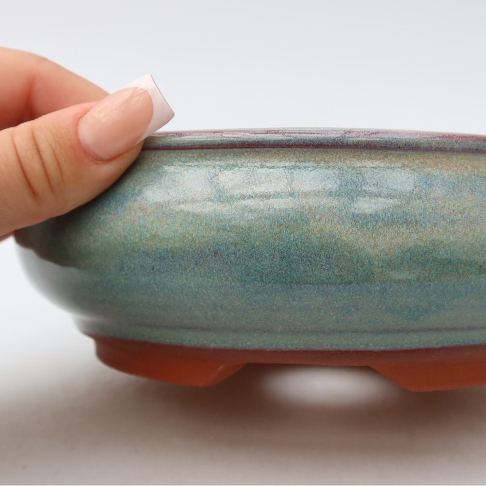 Ceramic bonsai bowl 17 x 17 x 6 cm, green