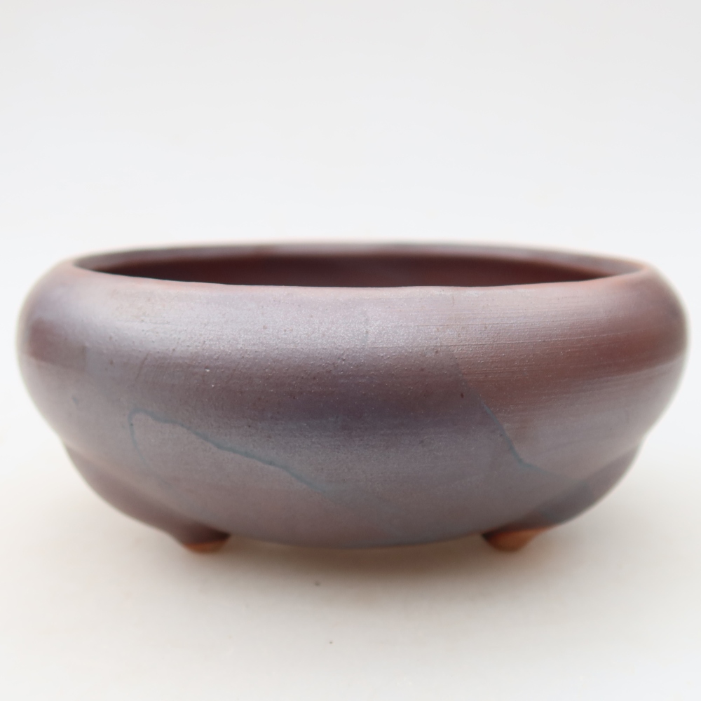 Ceramic bonsai pot, 15 x 15 x 6.5 cm, metallic color