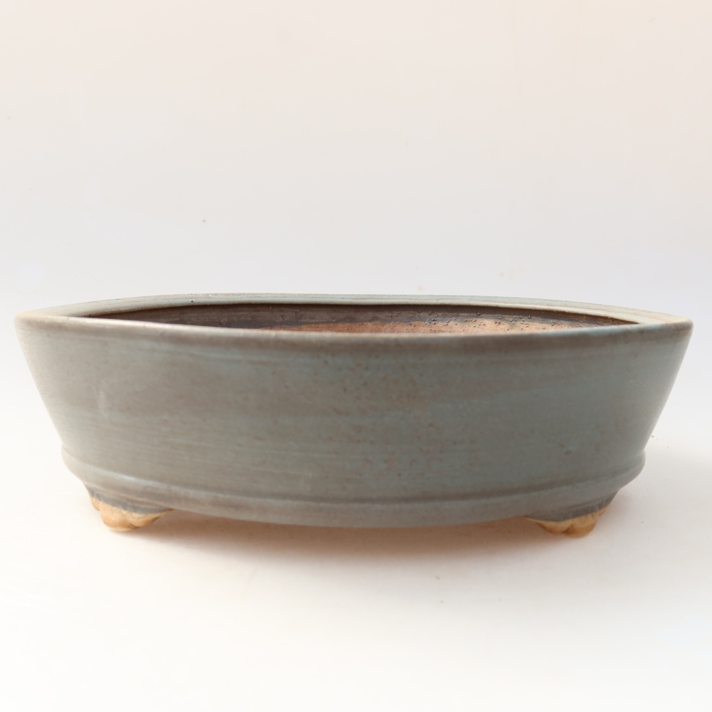 Ceramic bonsai pot, 21.5 x 21.5 x 6 cm, blue