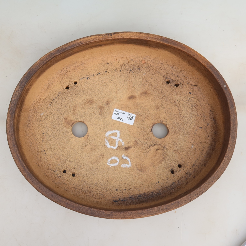 Ceramic bonsai pot, 37 x 30.5 x 8 cm, brown