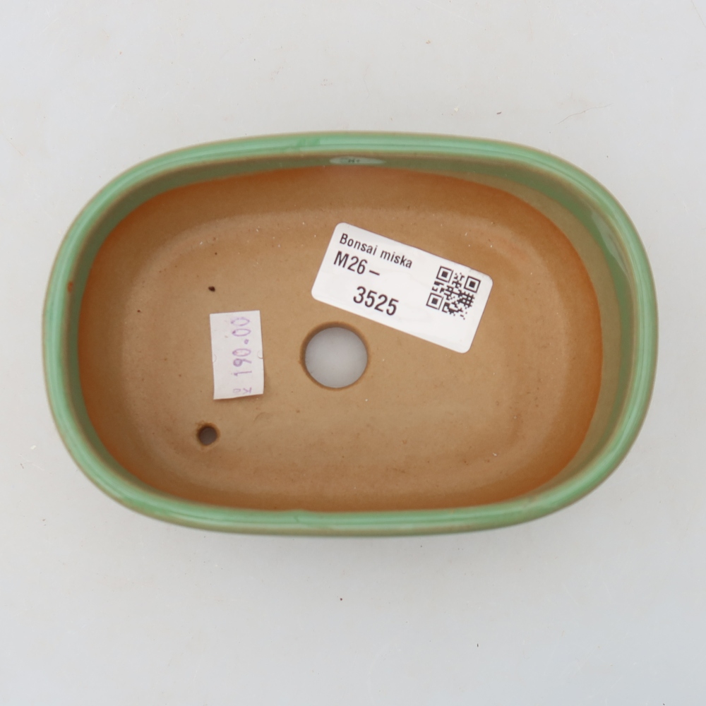 Ceramic bonsai pot, 13 x 8.5 x 4 cm, green